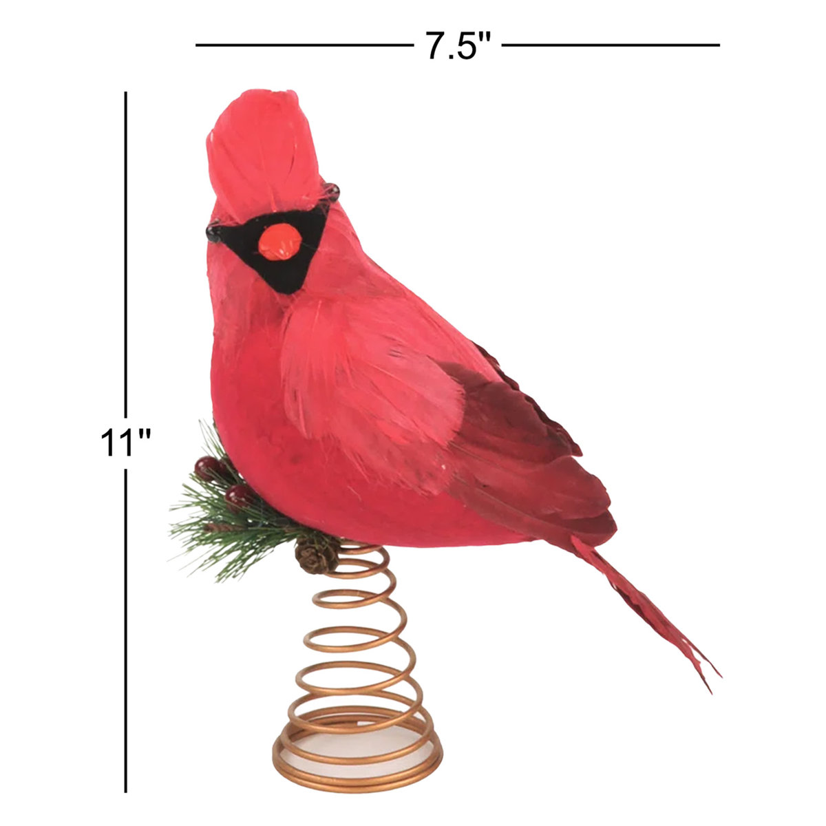 Holly Feather Cardinal Tree Topper